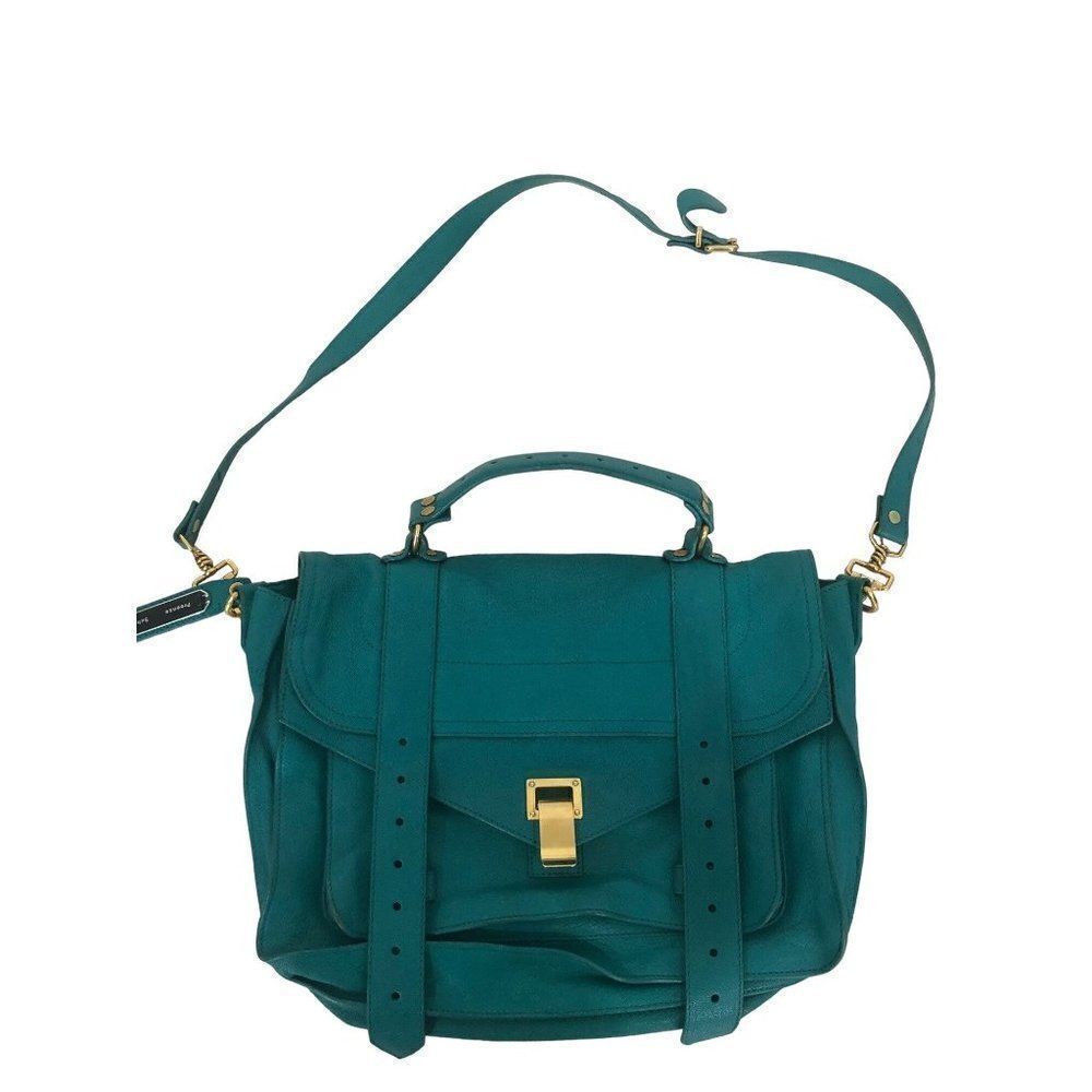Vintage Proenza Schouler PS1 Medium Blue Leather Satchel Bag Shoulder